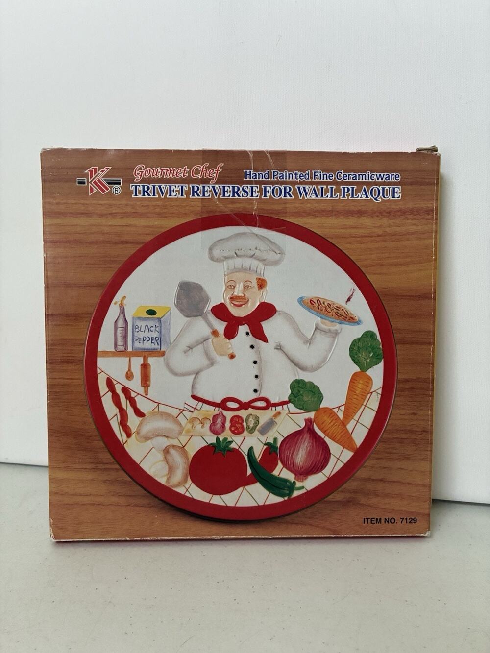 Gourmet Chef Trivet Reverse For Wall Plaque Hand Painted Fine Ceramicware